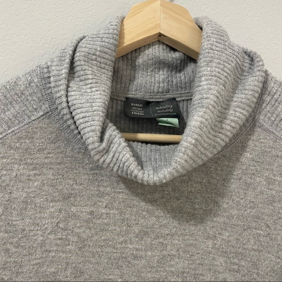 Anthropologie Blouse Knit Metallic Gray Gold Cowl Neck Balloon Sweater Womens S - Picture 11 of 12